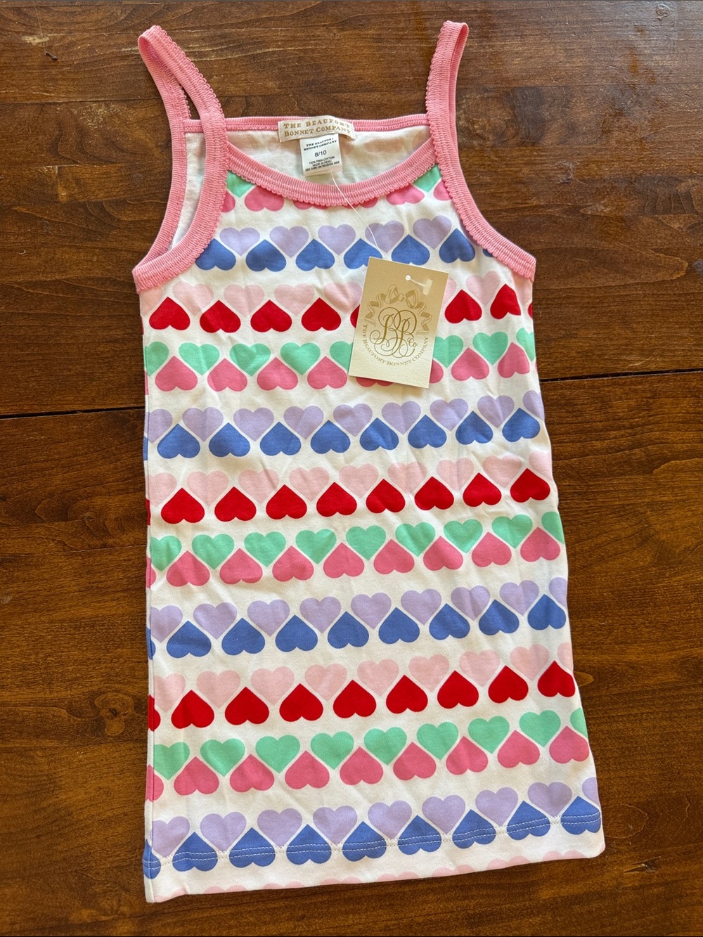 The Beaufort Bonnet Company Girls Pink Heart-Print Tank